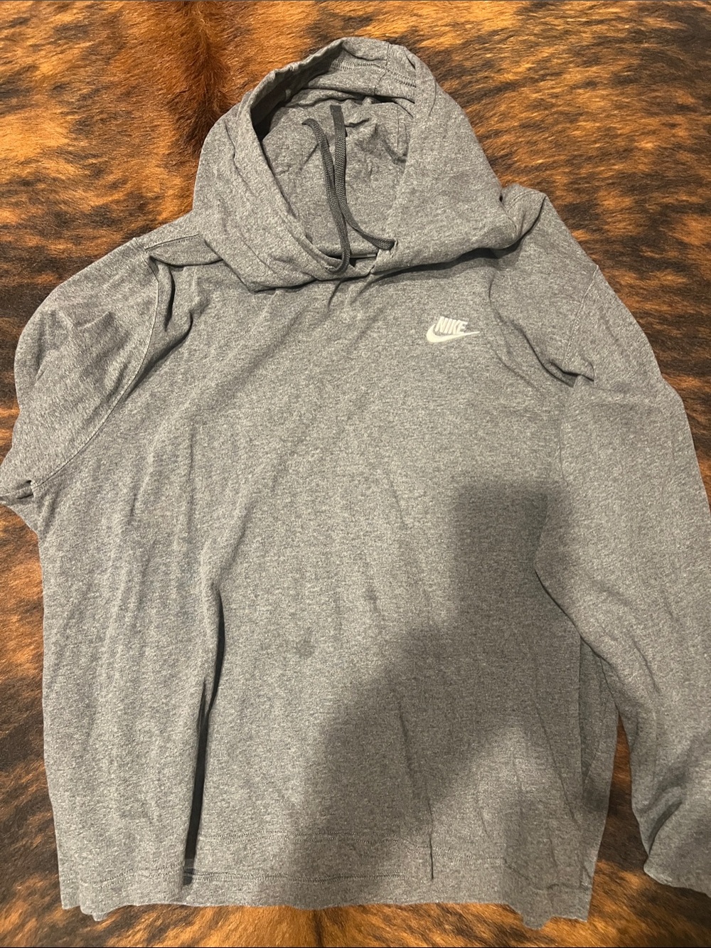 Nike Gray Heather Hoodie with Small Logo. Spots.